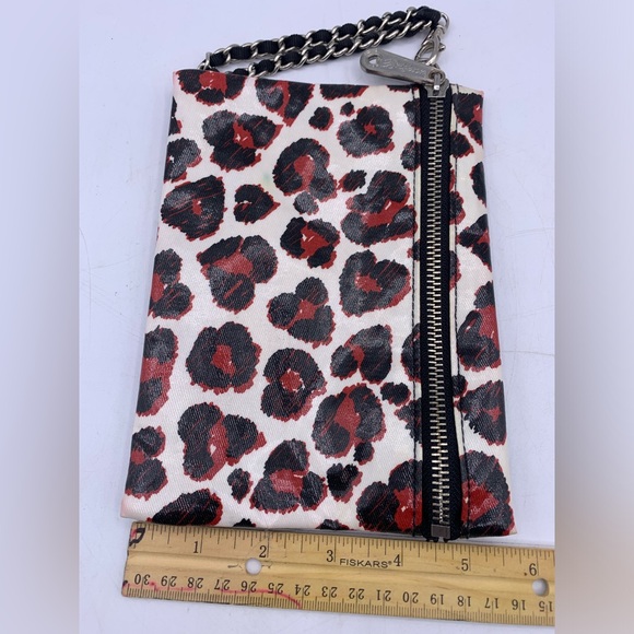 Brighton Leopard Animal Print Mini Makeup Bag 7.5 x 5.5 Red White Black Wrislet - Picture 9 of 9
